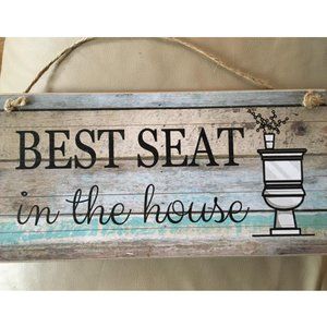 Farmhouse Bathroom Sign Funny Decorative Rustic Cottage Wooden Bath Wall Decor